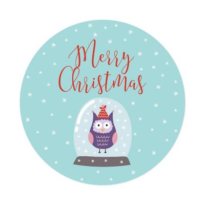 40 OWL IN SNOW GLOBE CHRISTMAS LABELS Image 3