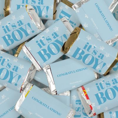 40 Pcs Blue It's a Boy Baby Shower Candy Party Favors Wrapped Hershey's Miniatures Chocolate Image 1