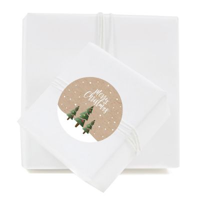 40 Pcs Christmas Trees Kraft Brown Label Image 2