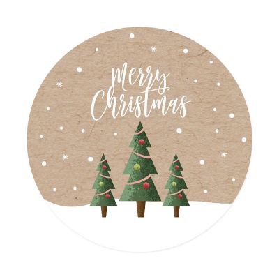 40 Pcs Christmas Trees Kraft Brown Label Image 3