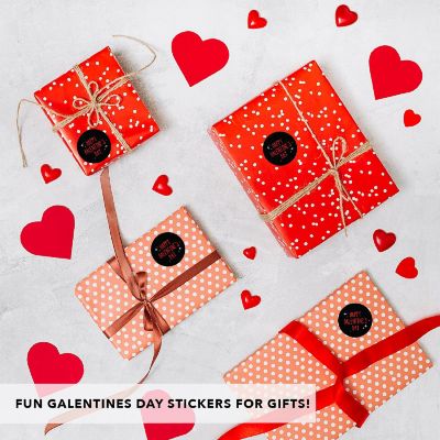 40 Pcs Galentines Red Black Stickers Image 1