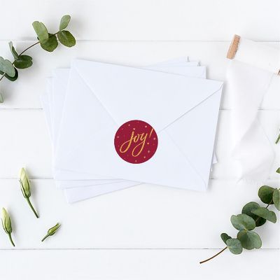 40 Pcs Gold Glitter Joy Christmas Labels Image 1