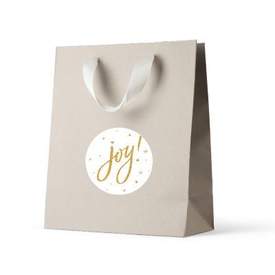 40 Pcs Gold Glitter Joy Christmas Labels Image 1