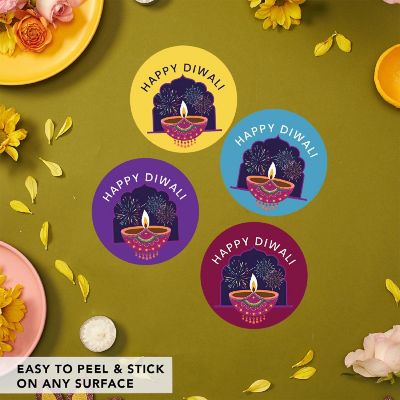 40 PCS Happy Diwali Gift Stickers Labels Image 1