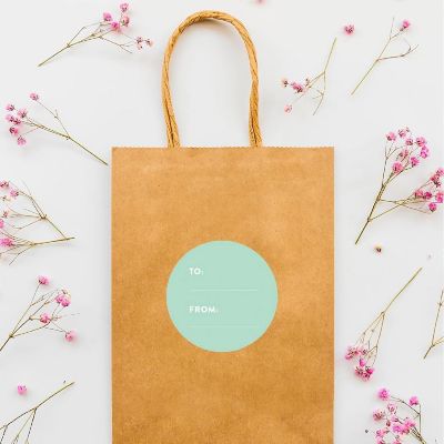 40 PCS MINT GREEN MODERN TO/FROM LABELS Image 2