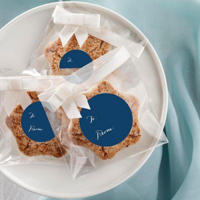 40 PCS NAVY BLUE WHIMSICAL TO/FROM LABEL Image 1