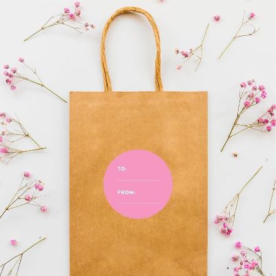 40 PCS PINK MODERN TO/FROM LABELS Image 2