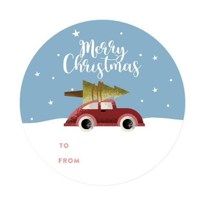 40 Pcs Red Christmas Tree To/From Labels Image 3