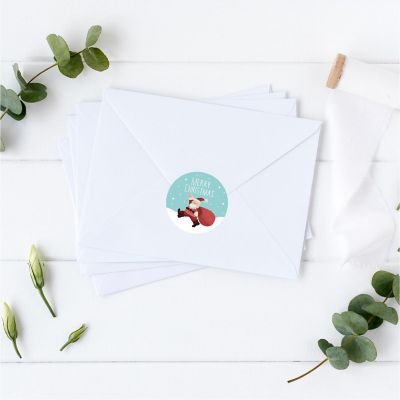 40 Pcs Santa Claus Aqua Snowflake Labels Image 1