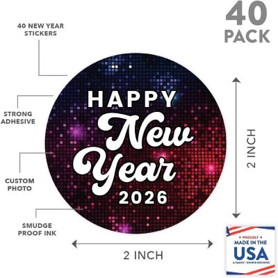 40 Round Stickers Disco Shimmer New Year Image 3