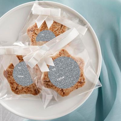 40 SILVER GLITTER MODERN TO/FROM LABELS Image 1