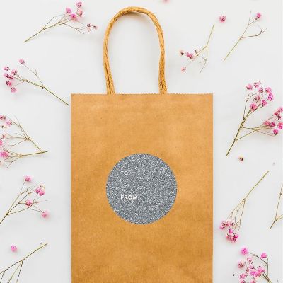 40 SILVER GLITTER MODERN TO/FROM LABELS Image 2
