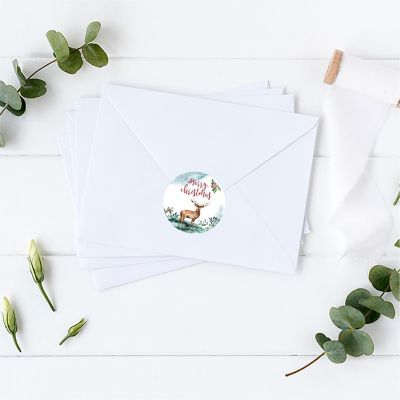 40 WATERCOLOR DEER CHRISTMAS GIFT LABELS Image 1