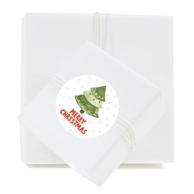 40 WATERCOLOR GREEN TREE CONFETTI LABELS Image 2