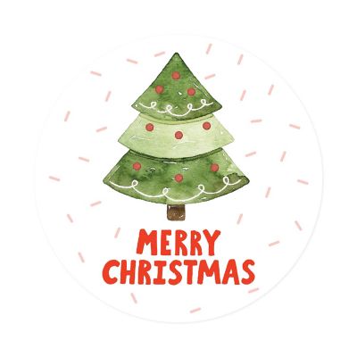 40 WATERCOLOR GREEN TREE CONFETTI LABELS Image 3