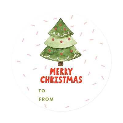 40 WATERCOLOR GREEN TREE TO/FROM LABELS Image 3