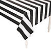 40" x 100 ft. Black & White Striped Disposable Plastic Tablecloth Roll Image 1