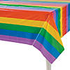 40" x 100 ft. Rainbow Striped Disposable Plastic Tablecloth Roll Image 1