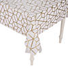 40" x 100 ft. White & Gold Print Plastic Tablecloth Roll Image 1