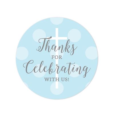 40Pc Blue/Gray Baptism Thank Celebrating Image 1