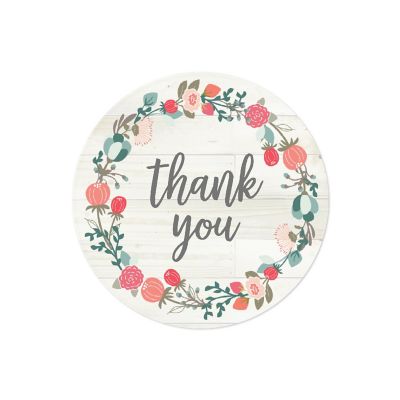 40PC Coral Peach Wreath/Script Thank You Image 1