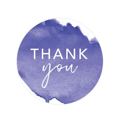 40PC Periwinkle  Circle Thank You Label Image 1