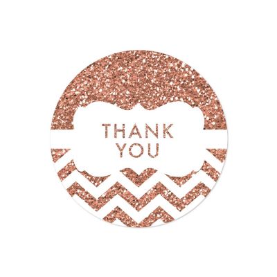 40PC Rose Gold Glitter Chevron Thank You Image 1