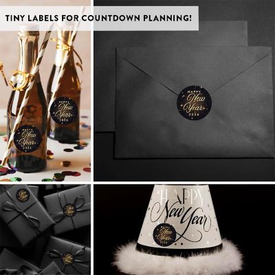 40PC Round Stickers Gold/Black New Year Image 1