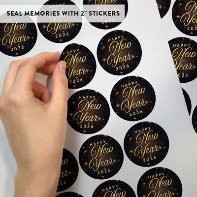 40PC Round Stickers Gold/Black New Year Image 2