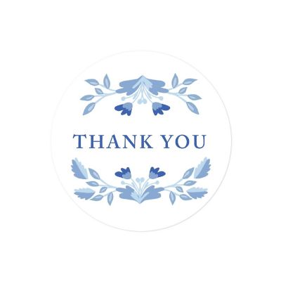 40PC Scandinavian Blue Florals Thank You Image 1