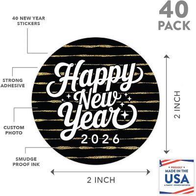 40PC Sticker Retro Gold Stripes New Year Image 3