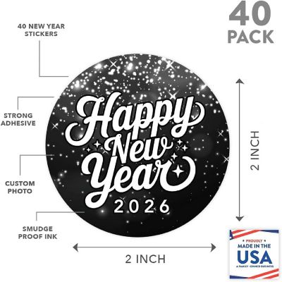 40PC Stickers Silver Sparkles New Year Image 3