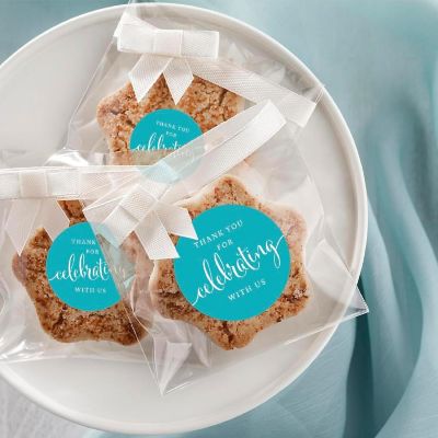 40PK Aqua Circle Thank You Gift Labels Image 1