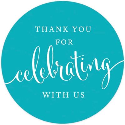 40PK Aqua Circle Thank You Gift Labels Image 2