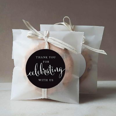40PK Black Circle Thank You Gift Labels Image 1
