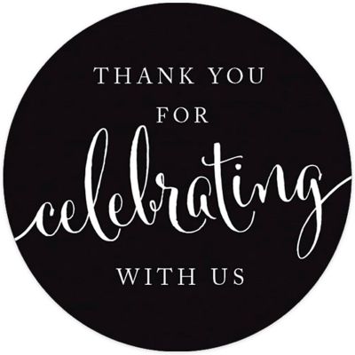 40PK Black Circle Thank You Gift Labels Image 2