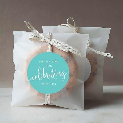 40PK Diamond Blue Circle Thank You Label Image 1