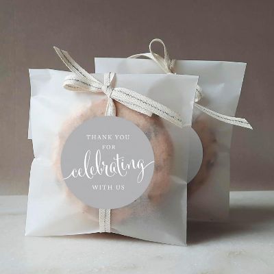 40PK Gray Circle Thank You Gift Labels Image 1