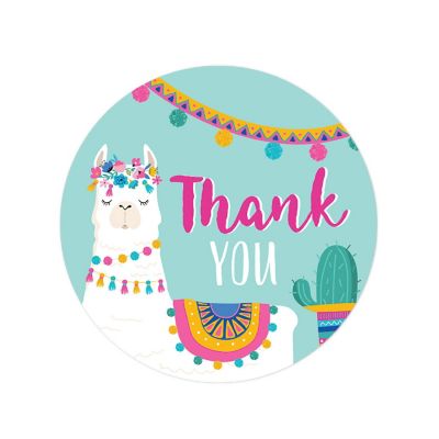 40PK Llama Round Circle Label Thank You Image 2