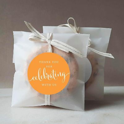 40PK Orange Circle Thank You Gift Labels Image 1