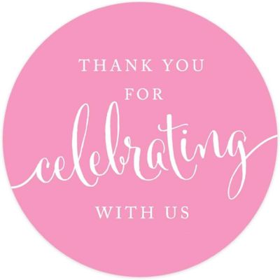 40PK Pink Circle Thank You Labels Image 2
