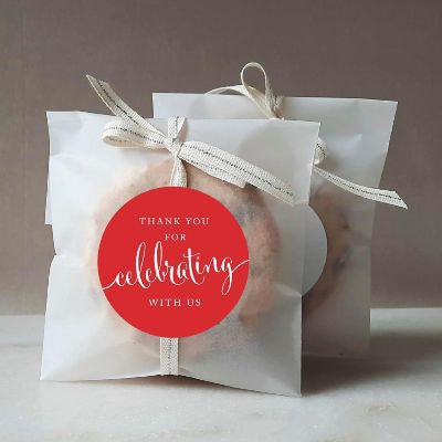 40PK Red Circle Thank You Gift Labels Image 1