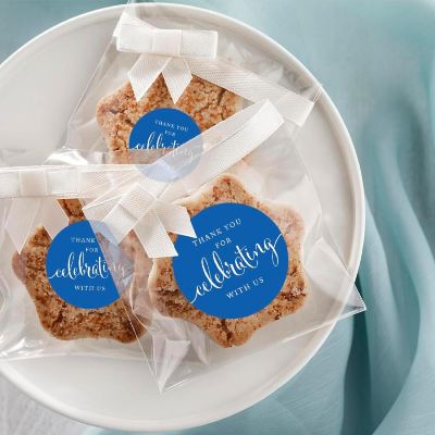 40PK Royal Blue Circle Thank You Labels Image 1
