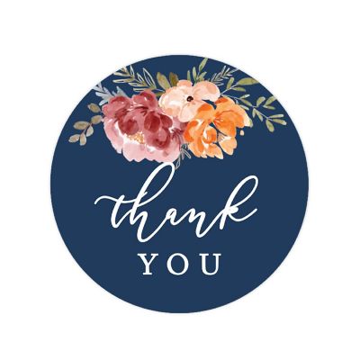 40PK Thank You Navy Fall Circle Labels Image 3