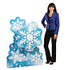 41 1/4" x 4 Ft. 7 1/2" Snowflake White & Blue Cardboard Cutout Stand-Up Image 1