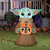 42" Blow-Up Inflatable Star Wars The Mandalorian Grogu the Child with Pumpkin & Built-In LED Lights Outdoor Yard Decoration Image 1