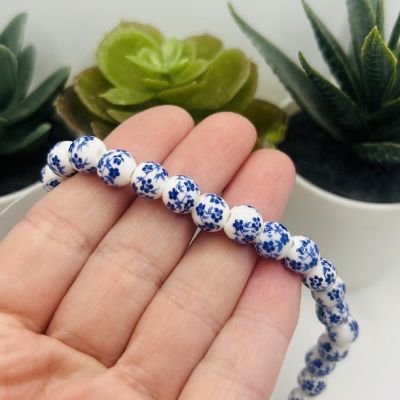 42 Pcs Blue Flower Porcelain Beads Image 1
