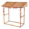 46 1/2" Tabletop Brown Raffia Tiki Hut with Garland & Plastic Frame Image 1