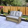 46" Taupe Gray Resin Wicker Deep Seated Double Glider with Gray Cushions Image 1