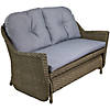 46" Taupe Gray Resin Wicker Deep Seated Double Glider with Gray Cushions Image 2